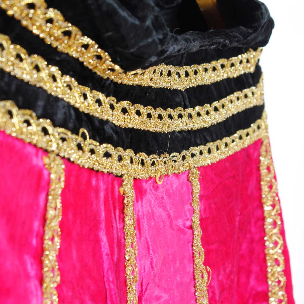 Rosa-Svart-Guld Indisk SammetsKjol-Lehenga - 3