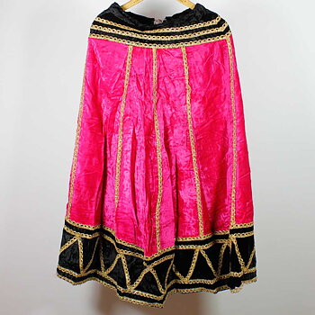 Rosa-Svart-Guld Indisk SammetsKjol-Lehenga