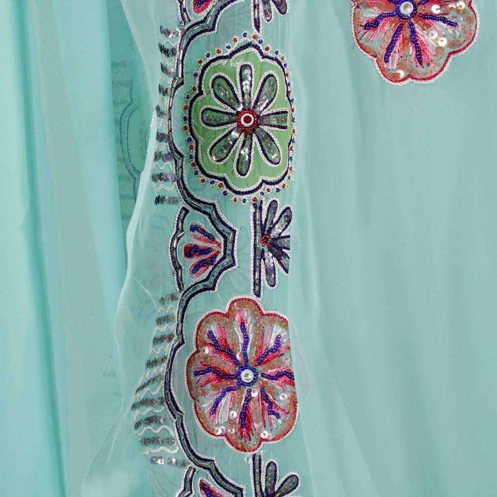 Ljus Turkos Rajastani Sari - 3
