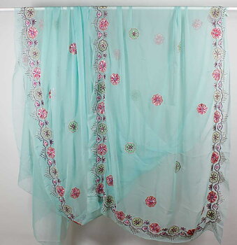 Ljus Turkos Rajastani Sari