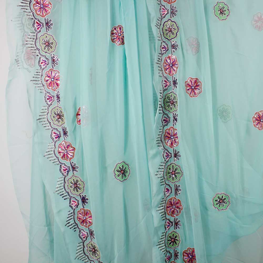 Ljus Turkos Rajastani Sari - 2