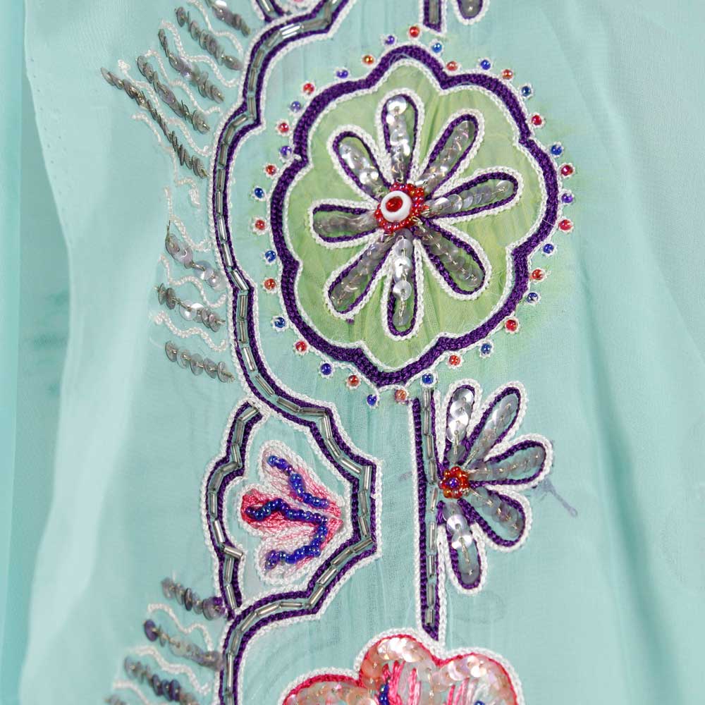 Ljus Turkos Rajastani Sari - 5