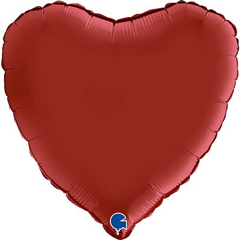 Folieballong Hjärta Satin Rubin Röd 46 cm