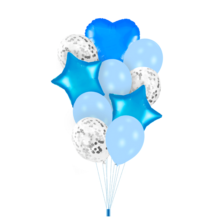 Ballongbukett Blå Mix Folieballonger Konfetti 