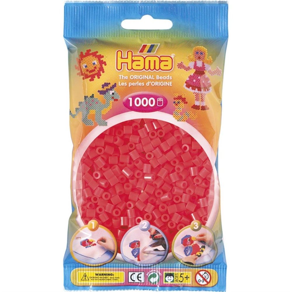 Hama Pärlor Midi 1000 st, Neonröd