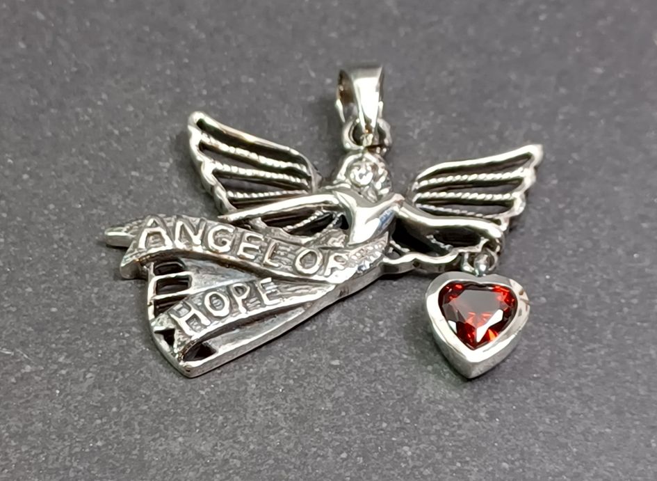 Flygande Ängel hänge i silver med Sten - 3