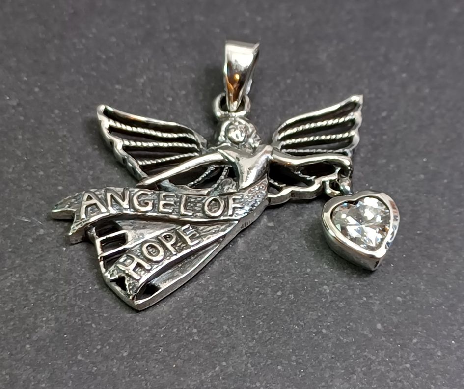 Flygande Ängel hänge i silver med Sten - 4