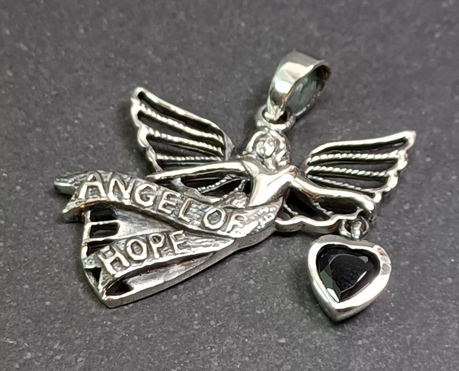Flygande Ängel hänge i silver med Sten - 2