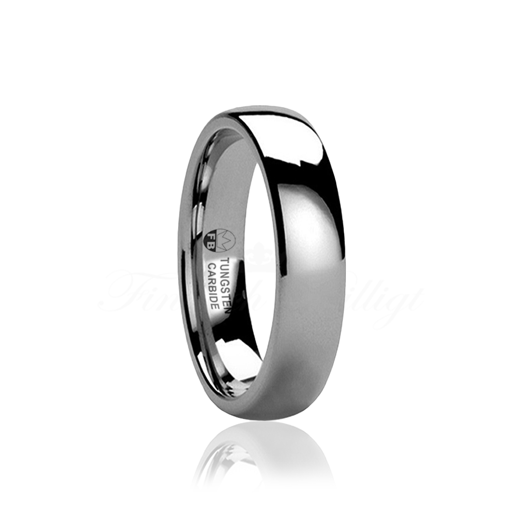 Ring Shiny Diamond Tungstensring naturlig Högblank finish 6mm bredd Slät ringar Fint och Billigt