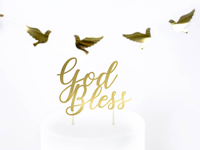 Cake topper God Bless Guld 27.5 cm