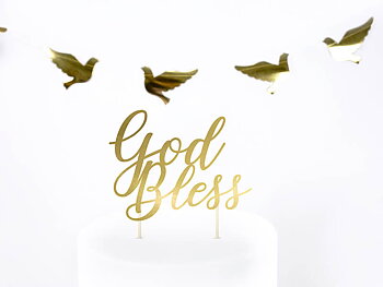 Cake topper God Bless Guld 27.5 cm