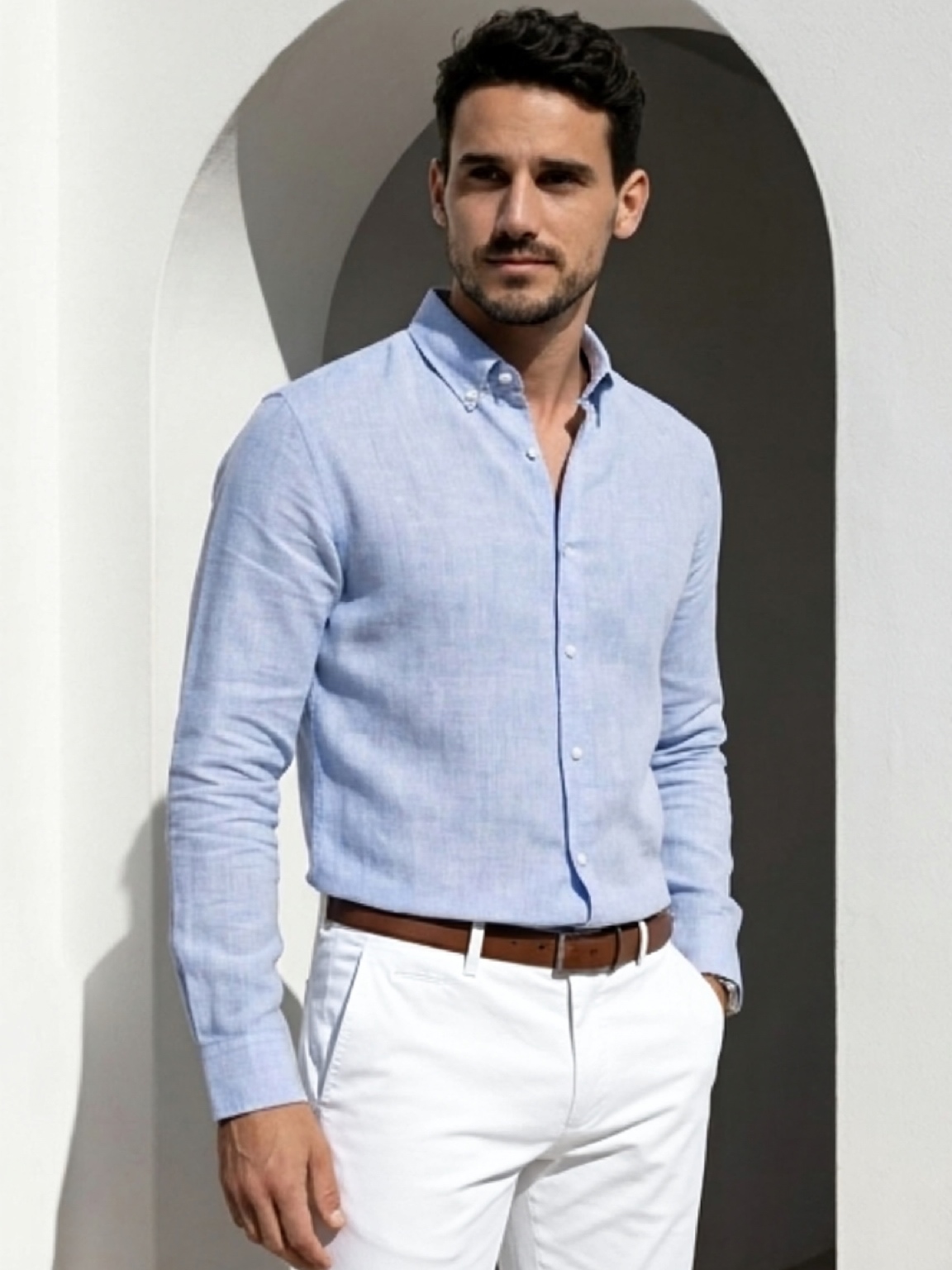Linneskjorta Linston Light Blue