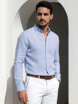 Linneskjorta Linston Light Blue
