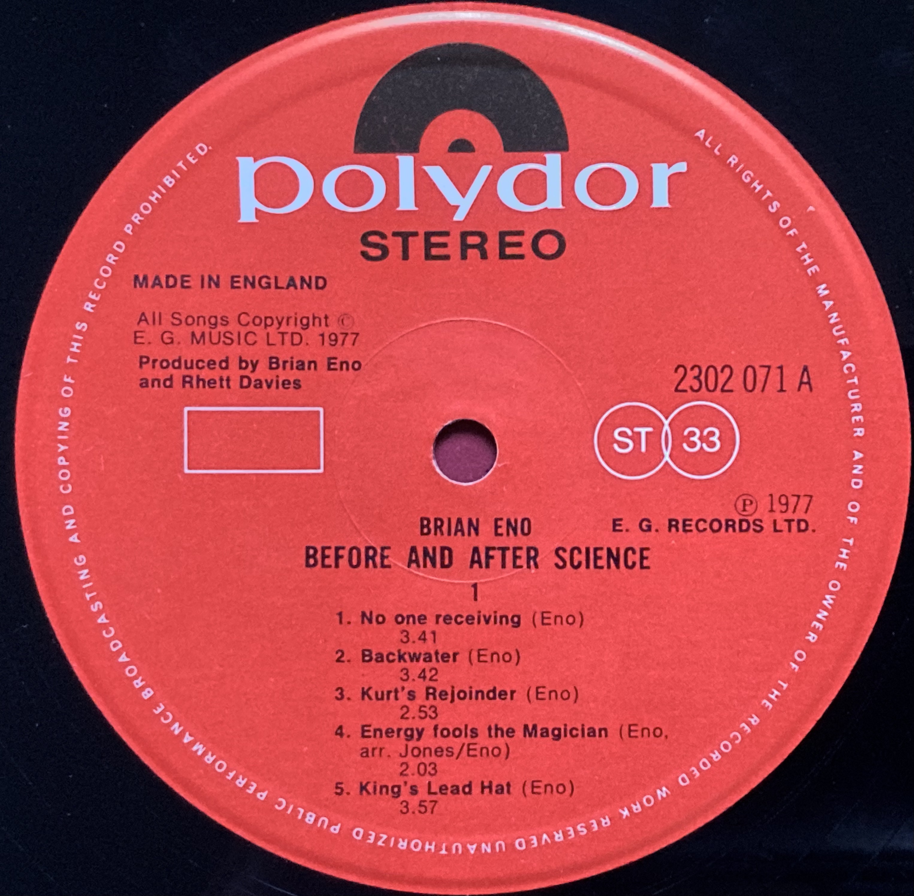 BRIAN ENO - Before and after science UK-orig LP 1977 - 4