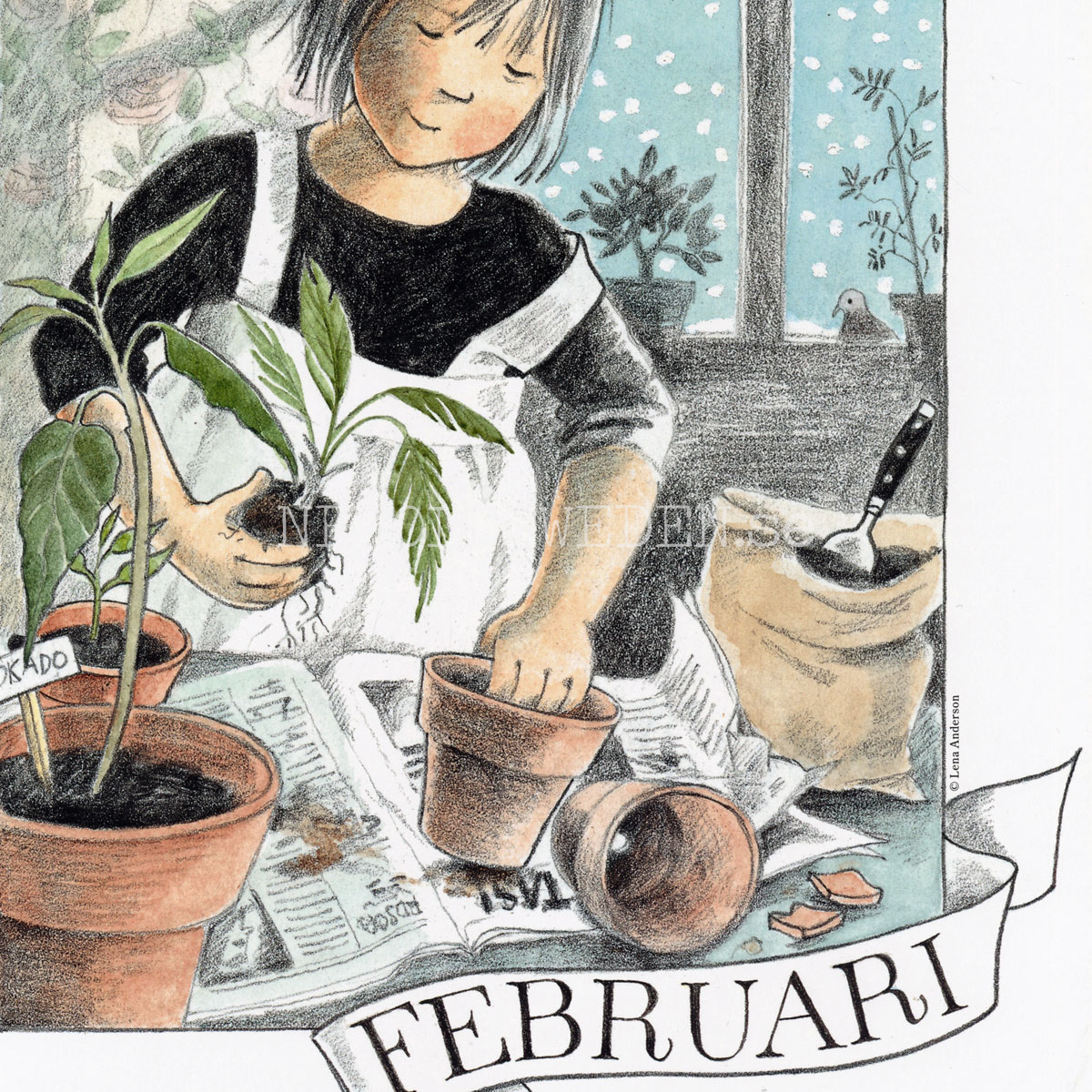 Februari Linnea - Lena Andersson - Månadsbild A4 - BB04