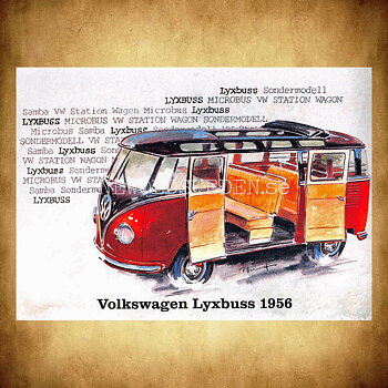 Volkswagen Lyx Buss 1956 - Vykort A5