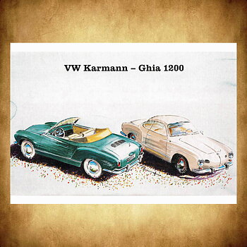 Volkswagen Karmann - Ghia 1200 - Vykort A5