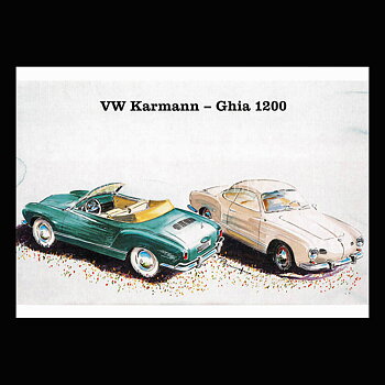 Volkswagen Karmann - Ghia 1200 - Vykort A5