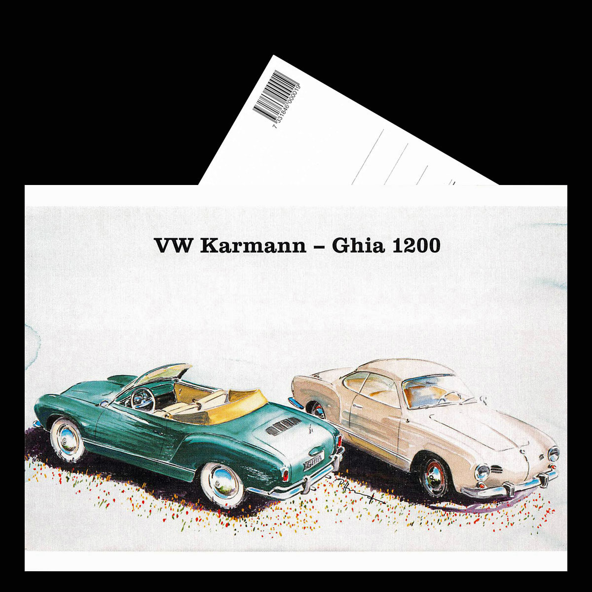 Volkswagen Karmann - Ghia 1200 - Vykort A5 - 3