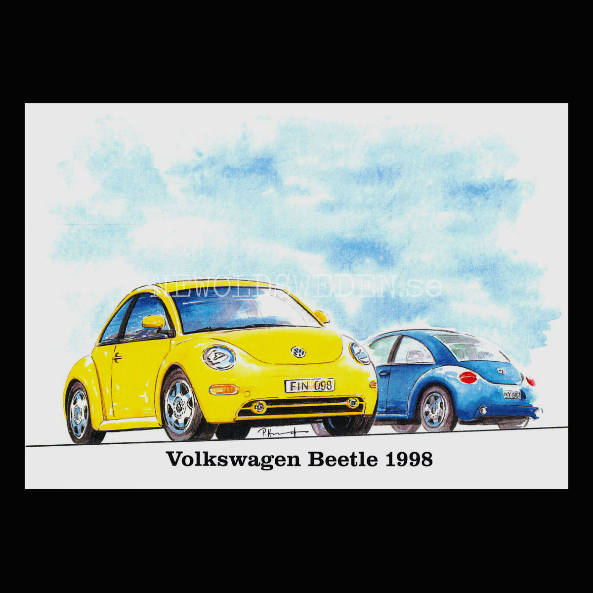 Volkswagen Beetle 1998 - Vykort A5