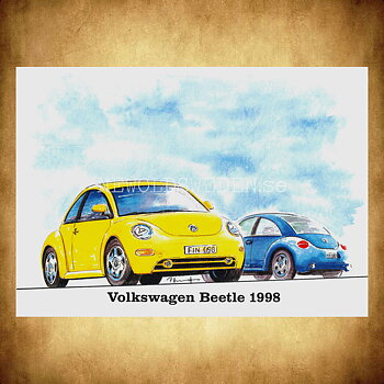 Volkswagen Beetle 1998 - Vykort A5