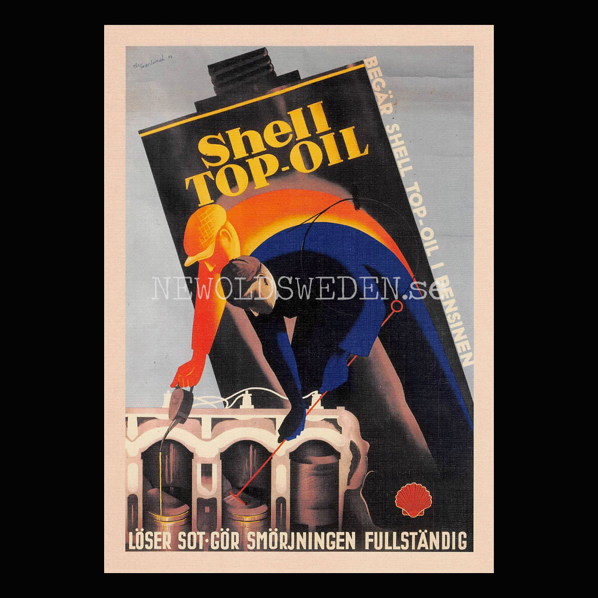 SHELL TOP-OIL - LÖSER SOT - GÖR SMÖRJNINGEN FULLSTÄNDIG - Vykort A5