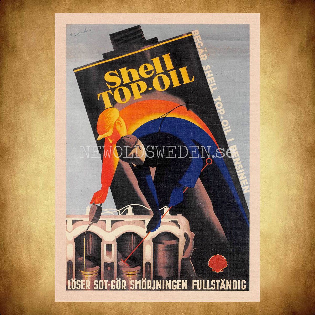 SHELL TOP-OIL - LÖSER SOT - GÖR SMÖRJNINGEN FULLSTÄNDIG - Vykort A5 - 2