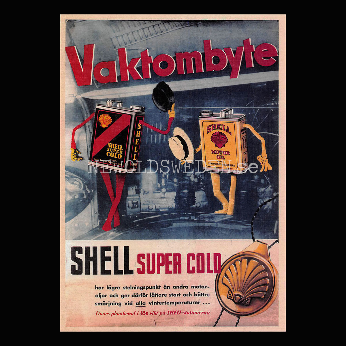 SHELL Vaktombyte - SHELL SUPER COLD - SHELL MOTOR-OIL - Vykort A5