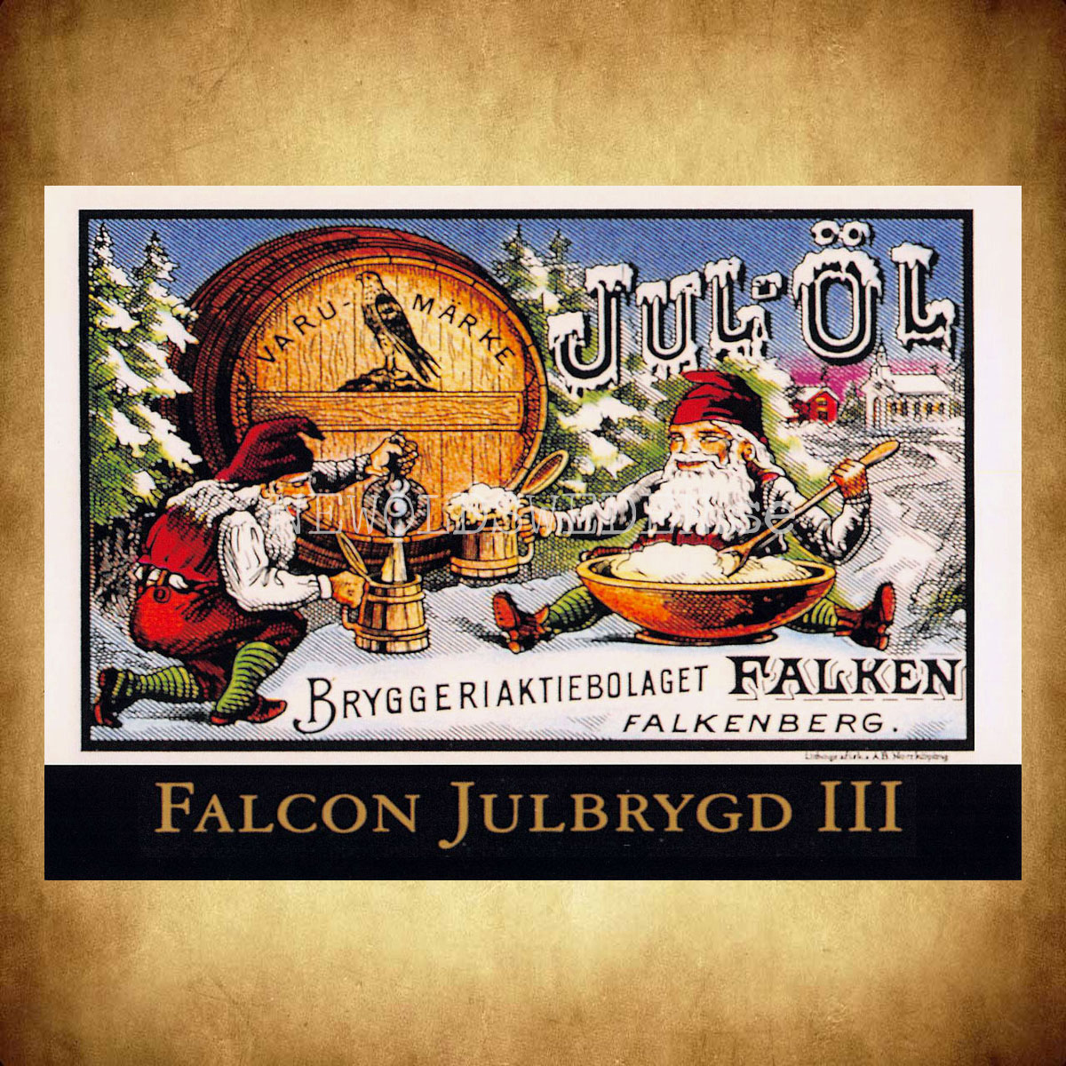FALKEN JUL-ÖL FALCON JULBRYGD III Falkenberg - Vykort A5 - 2