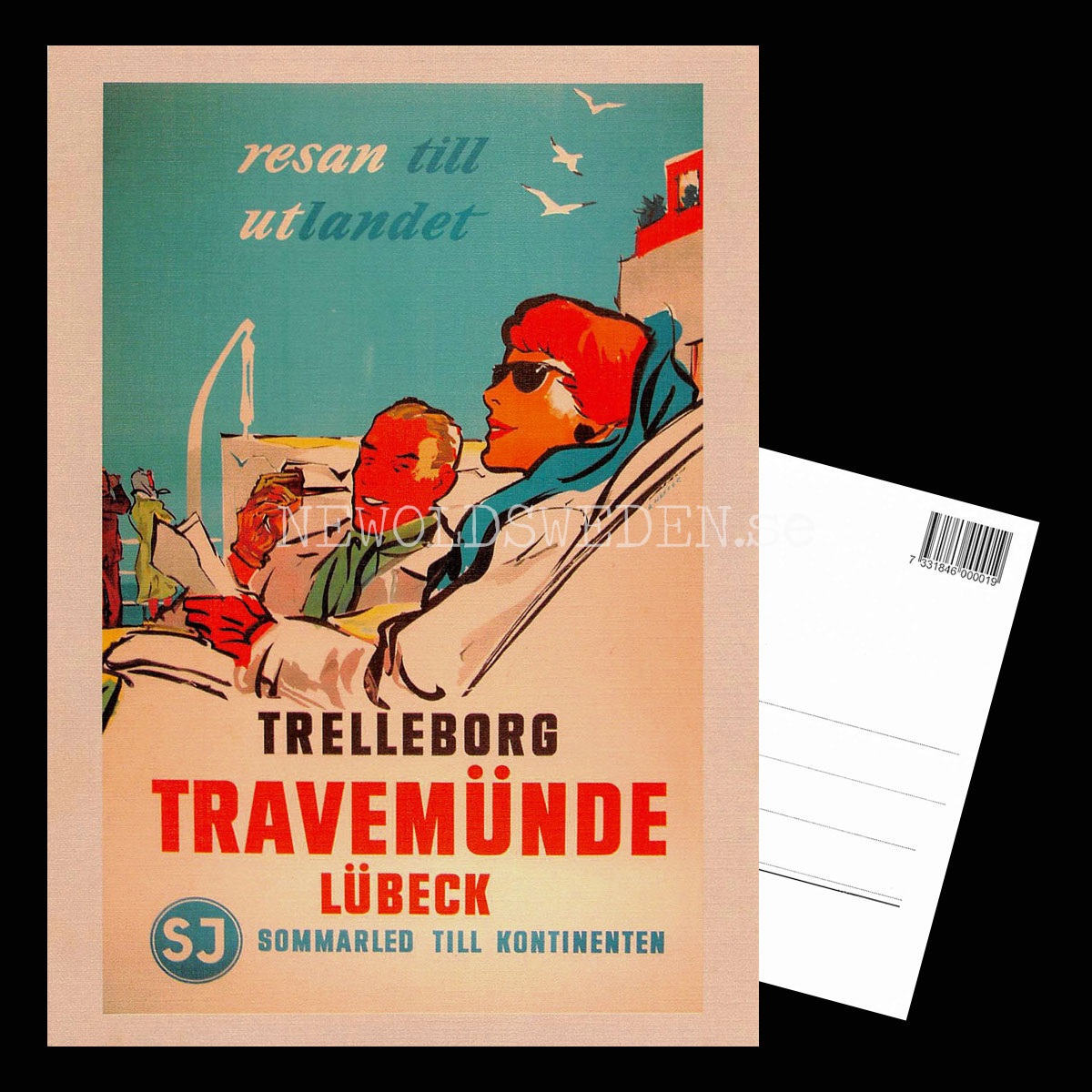 SJ TRELLEBORG TRAVEMÜNDE LÜBECK 1940-tal - Vykort A5 - 3
