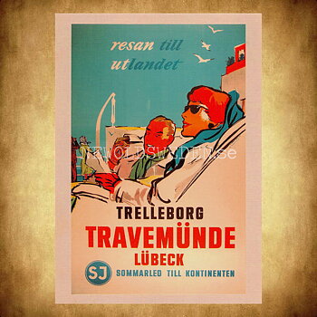 SJ TRELLEBORG TRAVEMÜNDE LÜBECK 1940-tal - Vykort A5