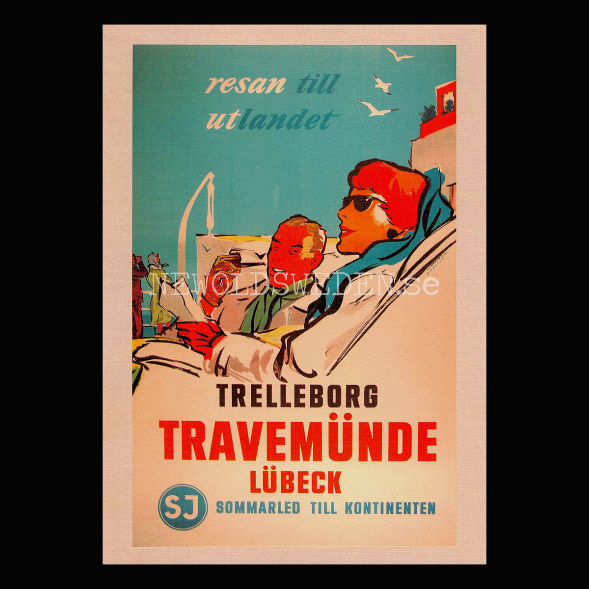 SJ TRELLEBORG TRAVEMÜNDE LÜBECK 1940-tal - Vykort A5