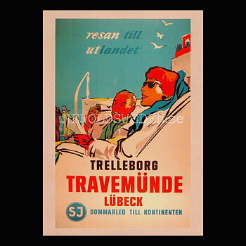 SJ TRELLEBORG TRAVEMÜNDE LÜBECK 1940-tal - Vykort A5