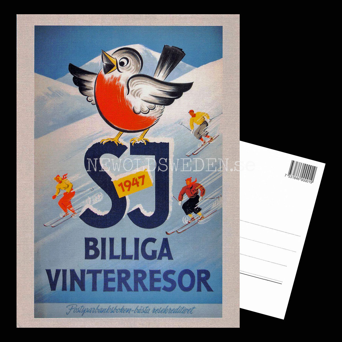 SJ BILLIGA VINTERRESOR 1947 - Vykort A5 - 3