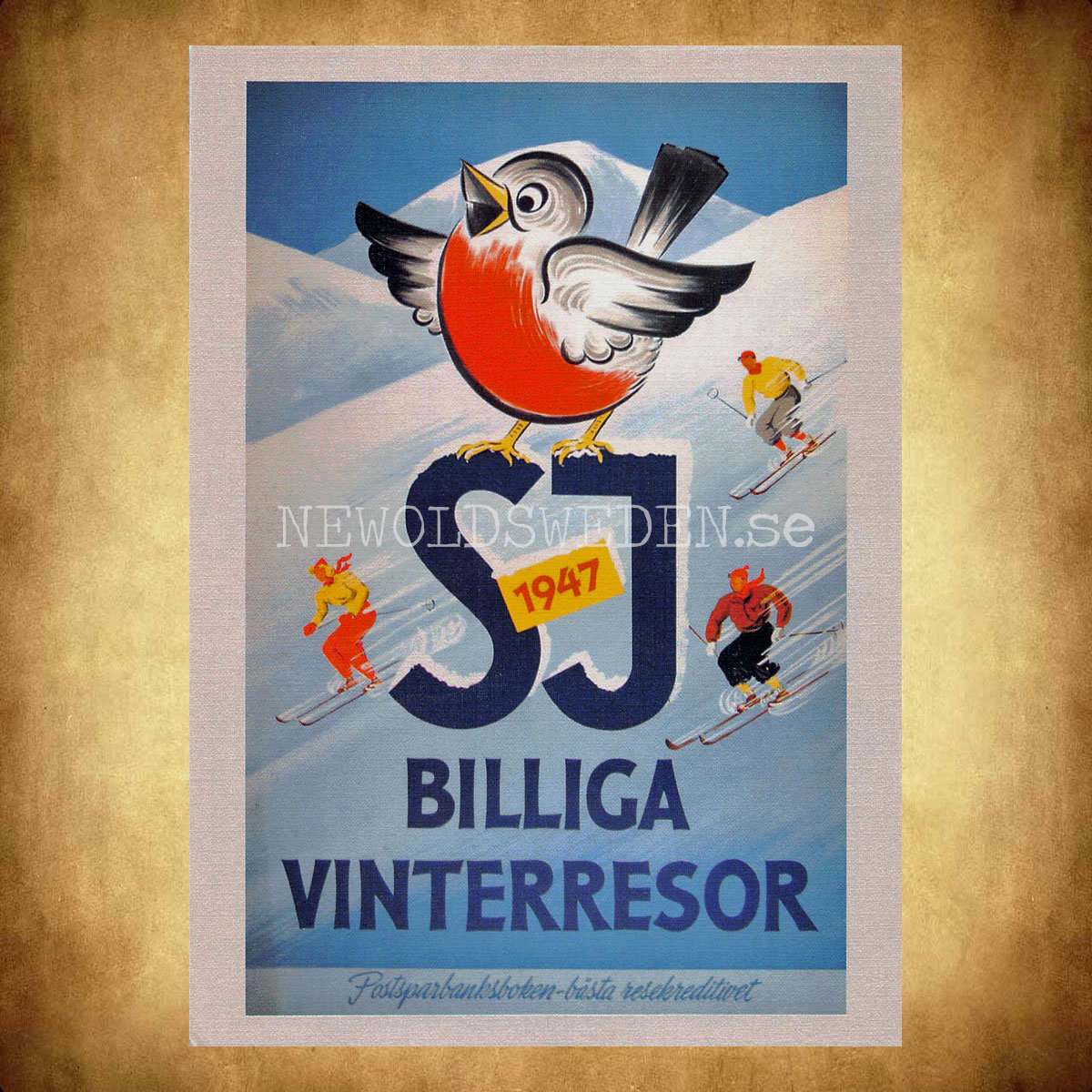 SJ BILLIGA VINTERRESOR 1947 - Vykort A5 - 2