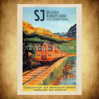 SJ BILLIGA RUNDTURER 1940-tal - Vykort A5