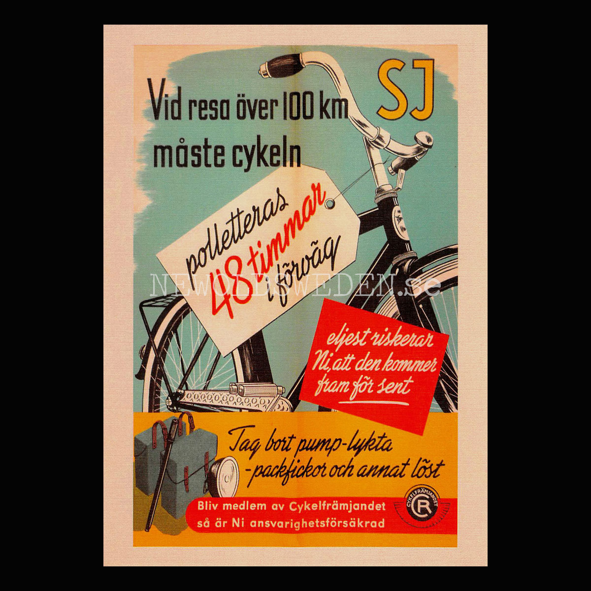 SJ Ta med din cykel 1940-tal - Vykort A5