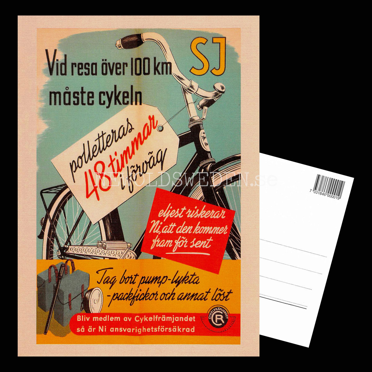 SJ Ta med din cykel 1940-tal - Vykort A5 - 3