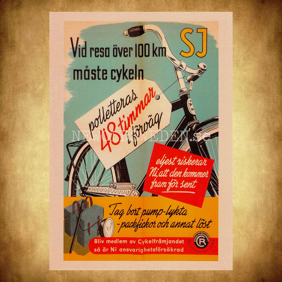 SJ Ta med din cykel 1940-tal - Vykort A5 - 2
