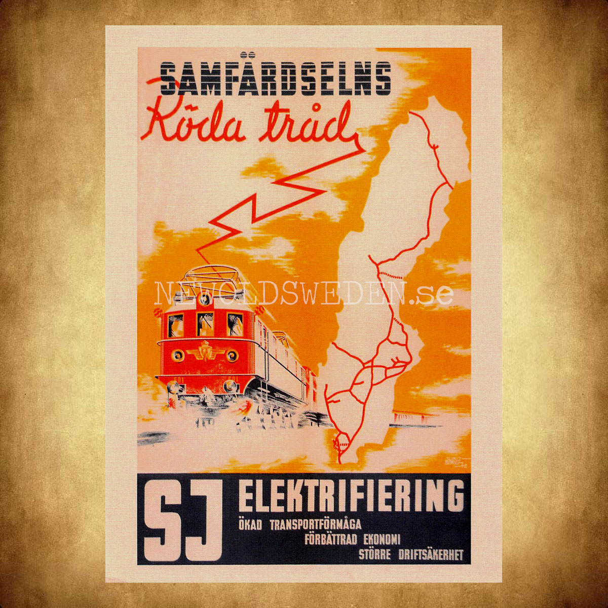 SJ ELEKTRIFIERING 1940-tal - Vykort A5 - 2