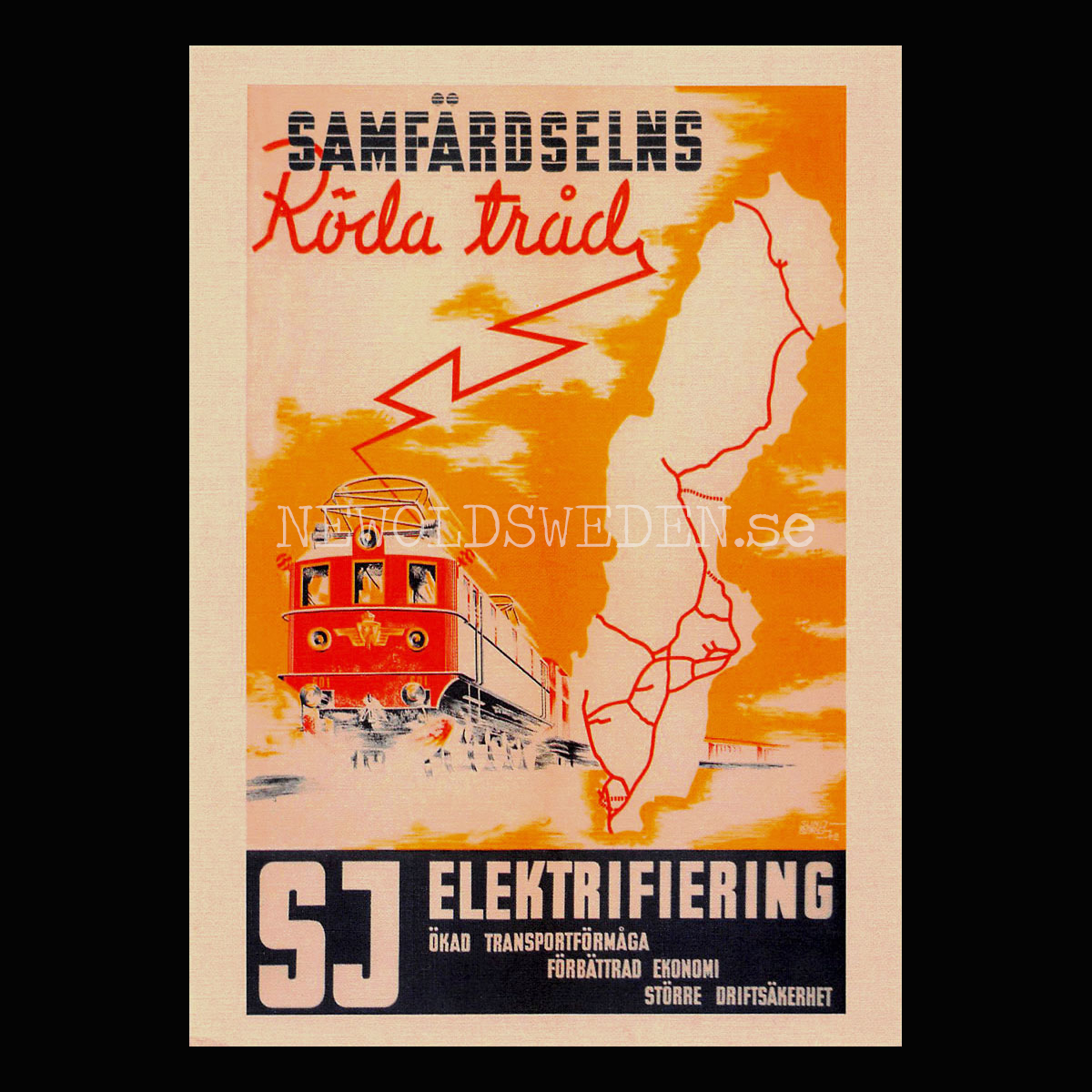 SJ ELEKTRIFIERING 1940-tal - Vykort A5