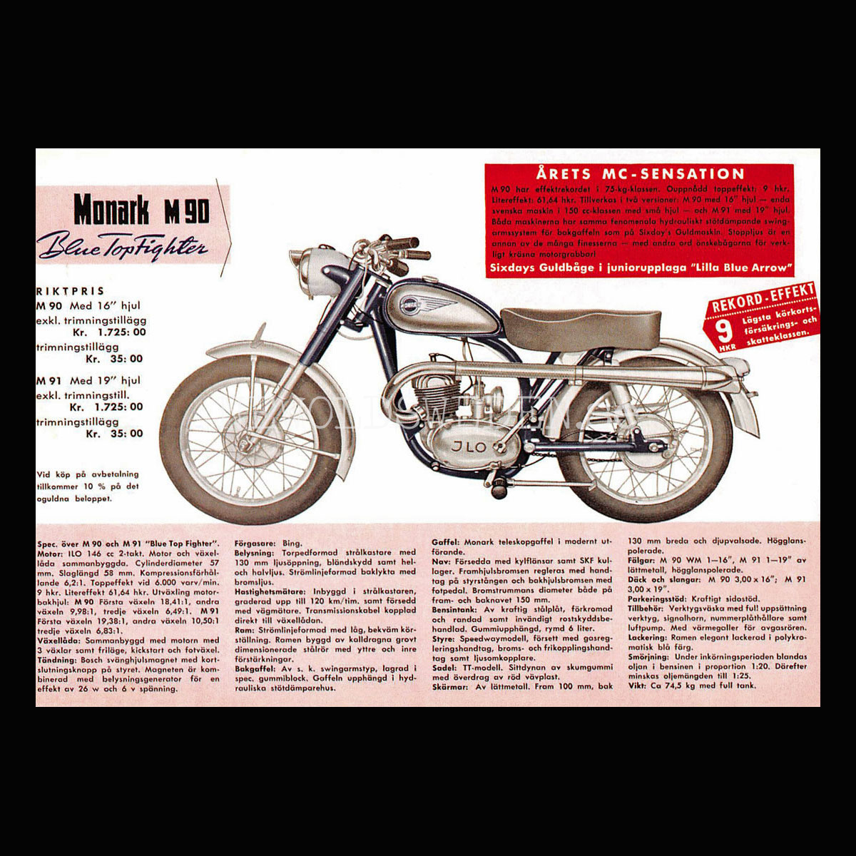 MONARK M 90 Blue Top Fighter ILO 146 - Vykort A5
