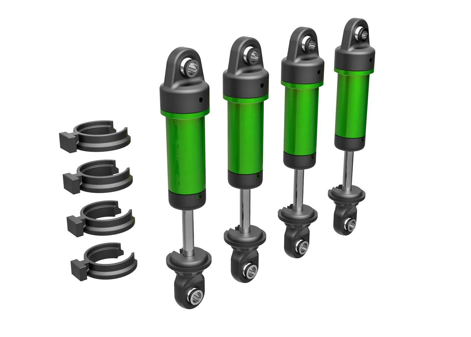 Traxxas 9764-GRN Shocks Alu Green Complete (w/o springs) (4) TRX-4M