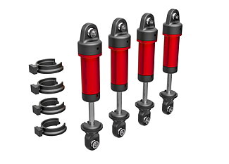 Traxxas 9764-RED Shocks Alu Red Complete (w/o springs) (4) TRX-4M