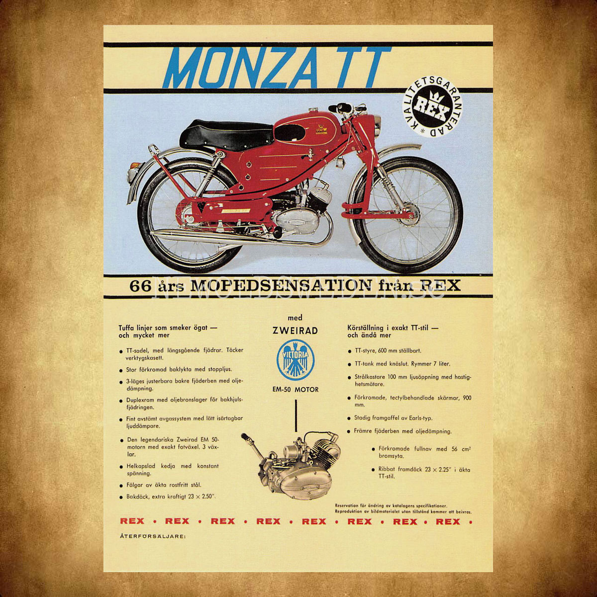MONZA TT 1966 REX Zweirad motor EM-50 - Vykort A5 - 2
