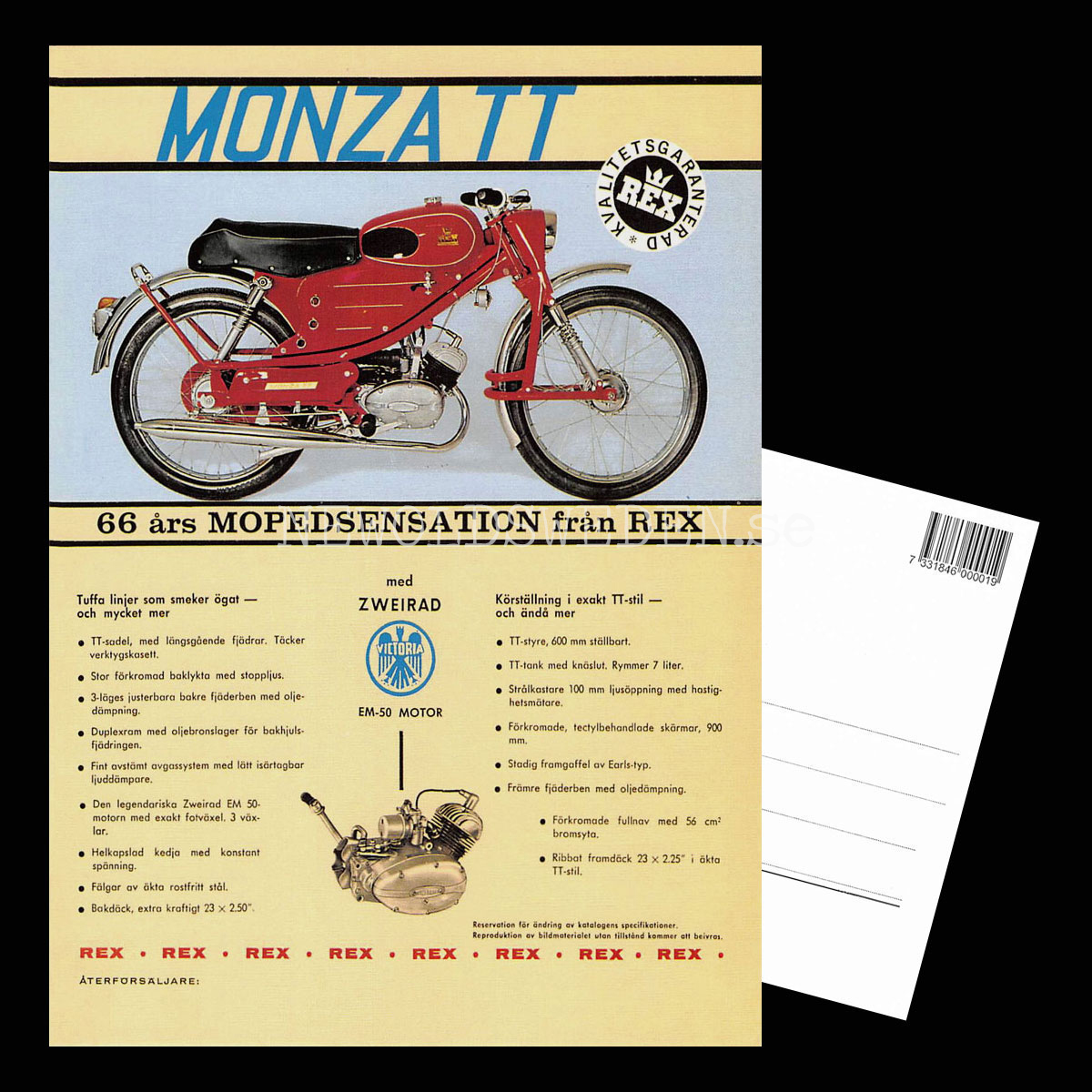 MONZA TT 1966 REX Zweirad motor EM-50 - Vykort A5 - 3