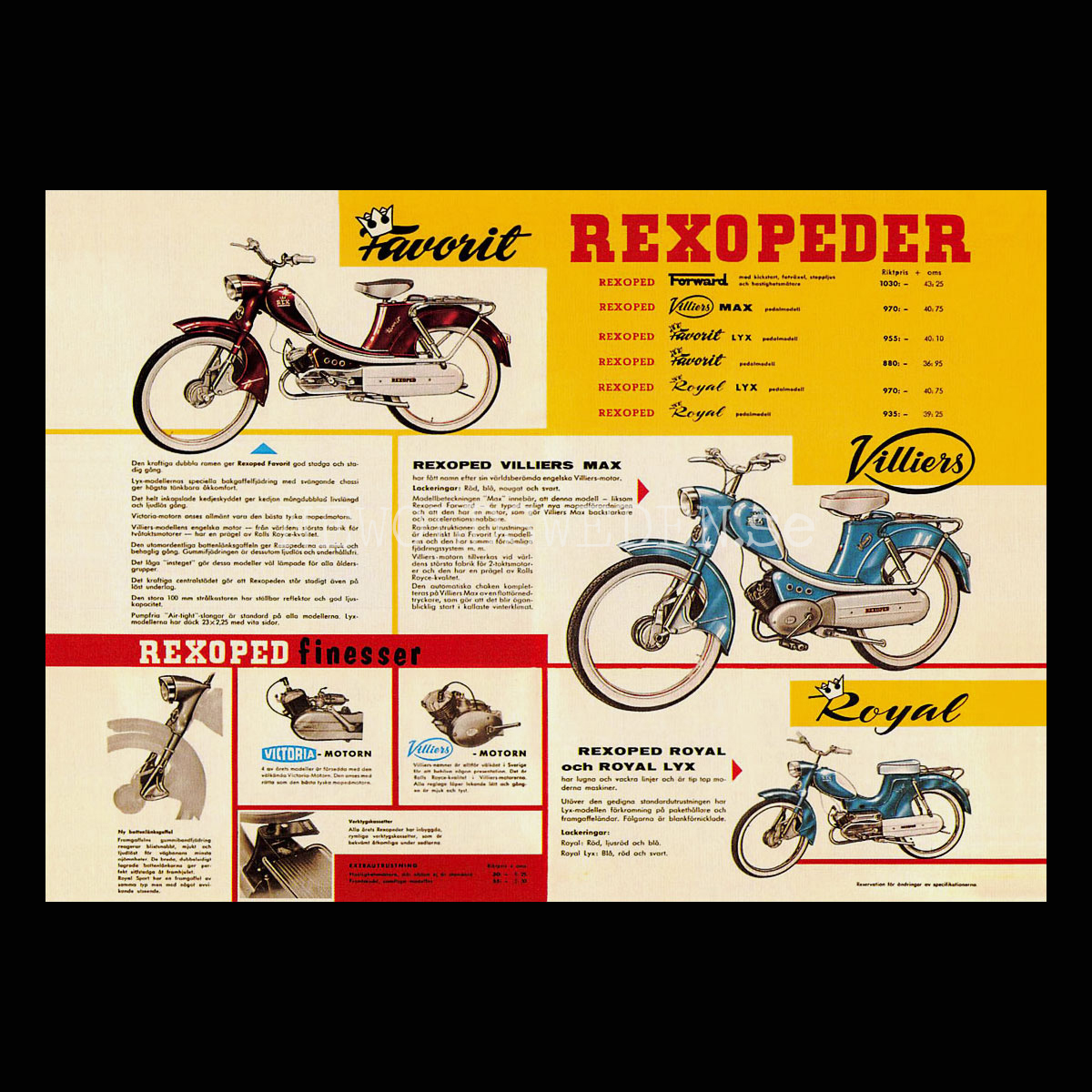 REXOPEDER Forward, Villiers MAX, Favorit LYX, Royal LYX - Vykort A5