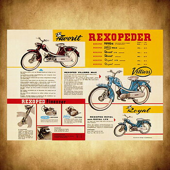 REXOPEDER Forward, Villiers MAX, Favorit LYX, Royal LYX - Vykort A5
