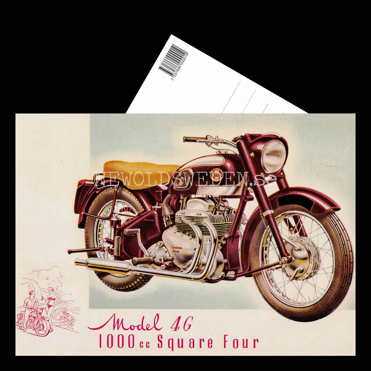 ARIEL Model 4G 1000cc Square Four - Vykort A5 - 3
