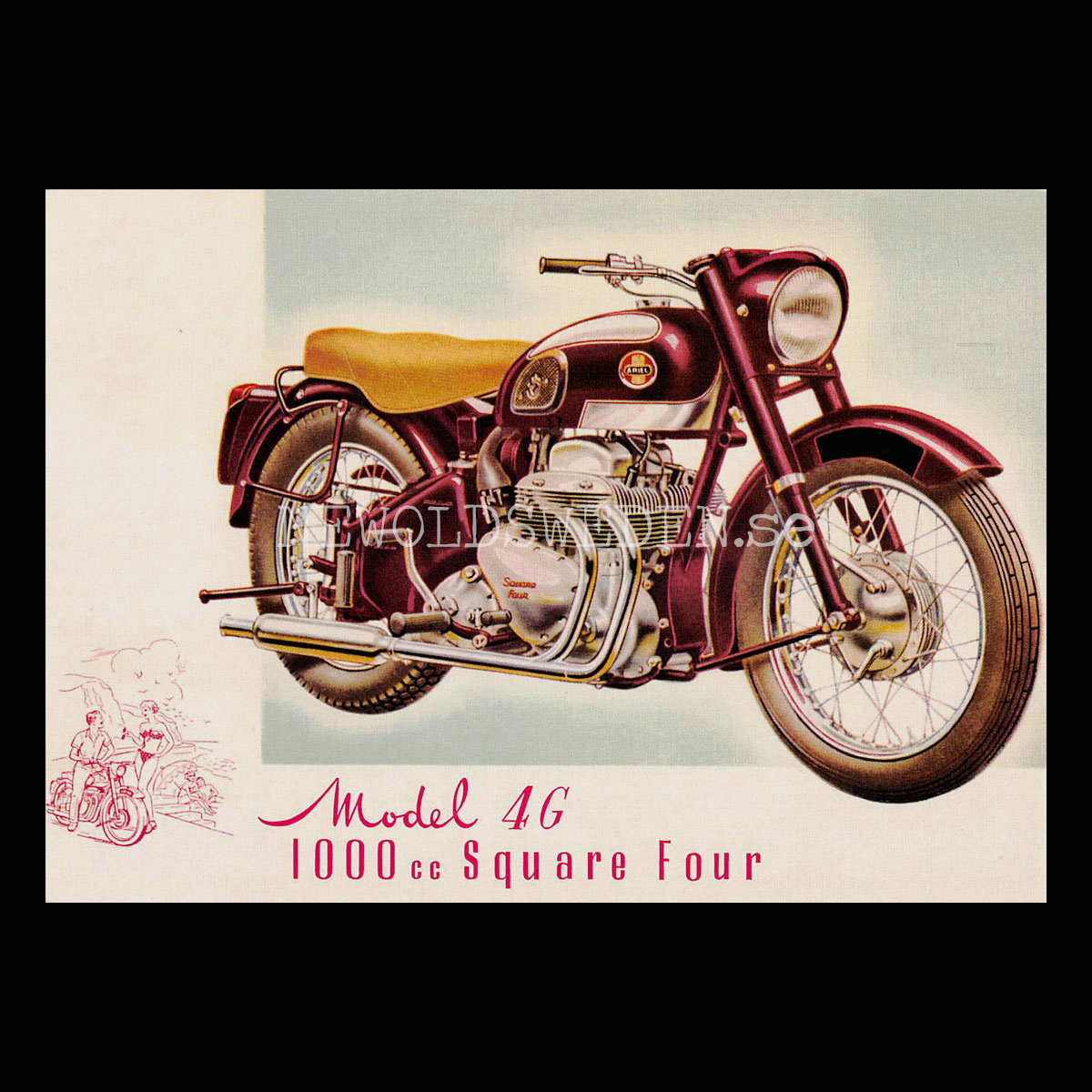 ARIEL Model 4G 1000cc Square Four - Vykort A5